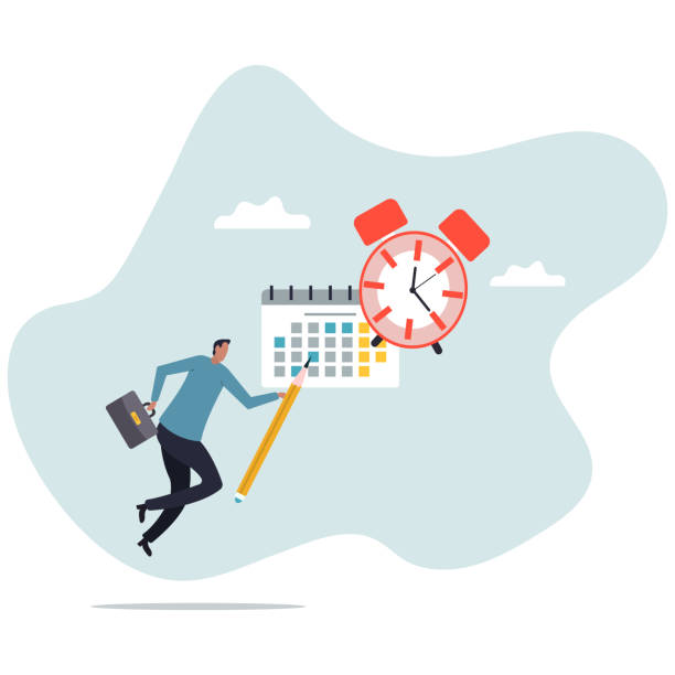 istock Schedule planning and time management, organize meeting and appointment, event reminder or business schedule concept,character for design 2205715364