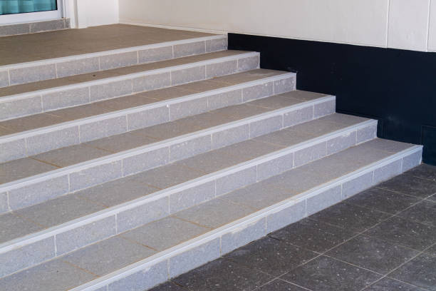 istock Building steps leading to entrance modern architecture urban environment low angle view 2205718103