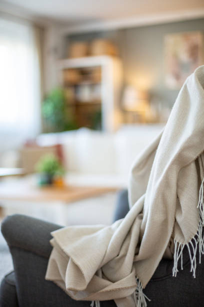 istock Blanket left on top of armchair 2205728221