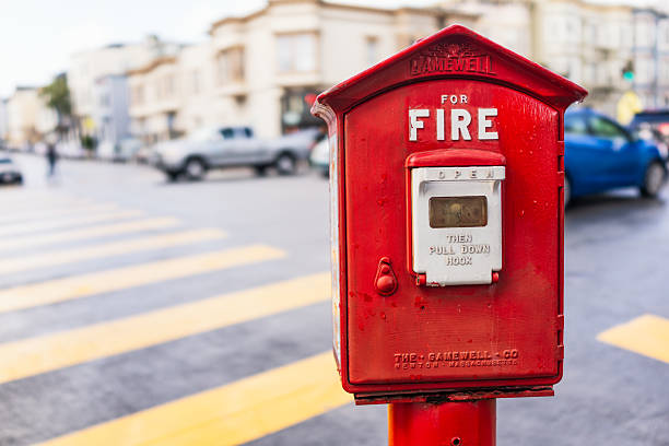 Close up of a worn NYC Police and fire alarm box.