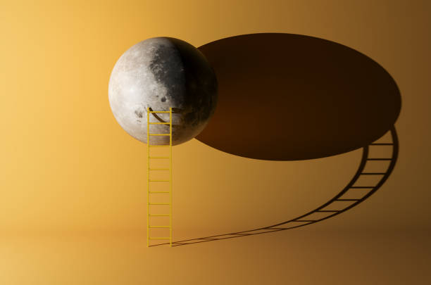 istock Reaching the Moon by Stairs,, Futuristic CGI 3D Render 2205734494