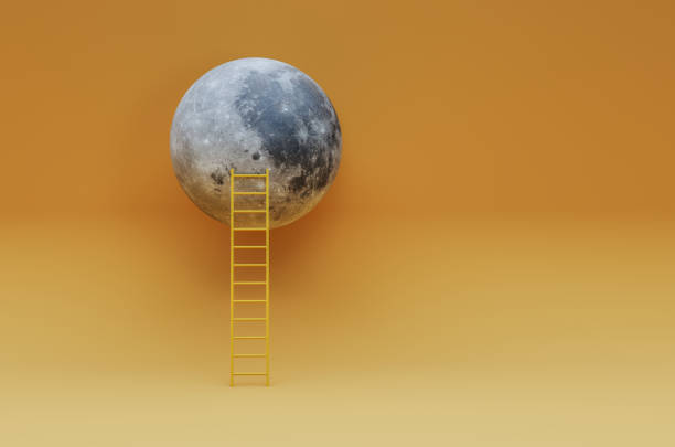 istock Reaching the Moon by Stairs,, Futuristic CGI 3D Render 2205734509