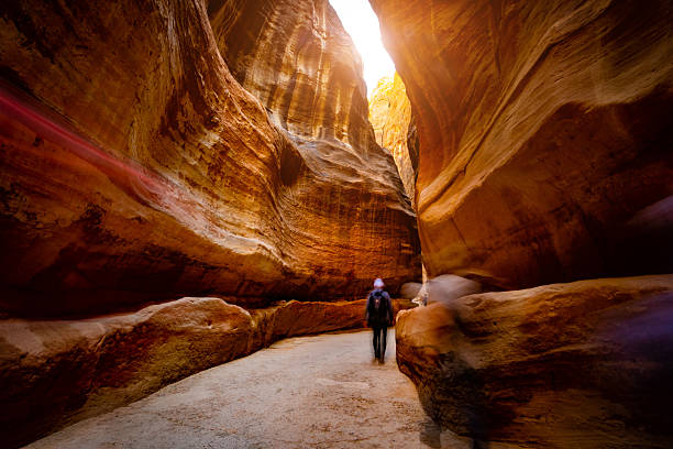 istock One tourist alone walking in the path, Jordan 2205736635