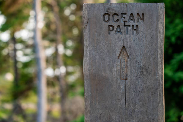 istock Sign for Ocean Path Along Coast In Acadia 2205750088