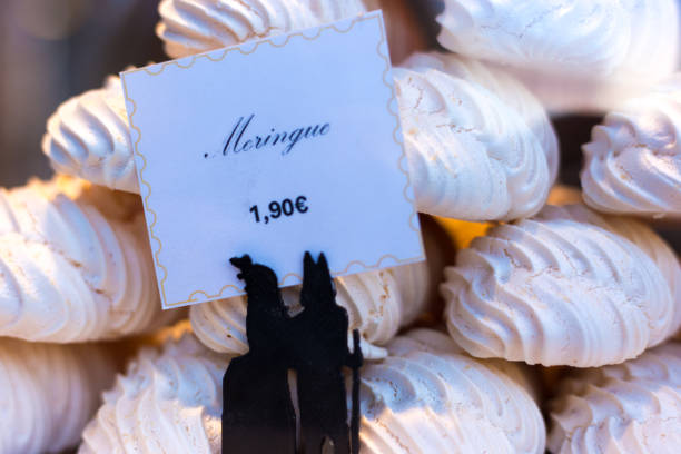 Paris, France: Meringues in Bakery Window Close-Up Price Tag