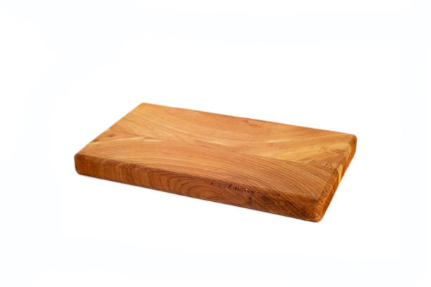 istock Handmade cutting board isolated on white background. wooden cutting board 2205756013