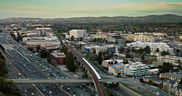 istock Interstate 680 and Walnut Creek BART Station - Aerial View 2205756017