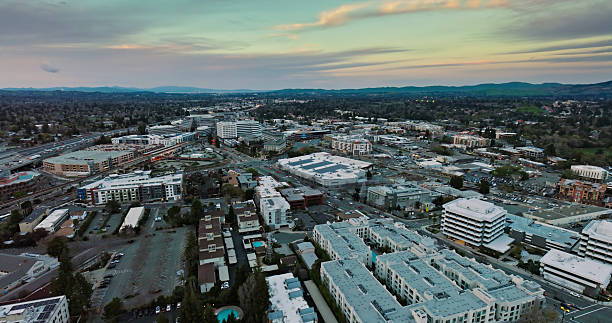 istock Walnut Creek, CA Cityscape at Sunset - Aerial View 2205756063