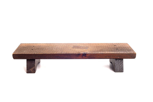istock wooden bench isolated on white background. Close-up. 2205758971