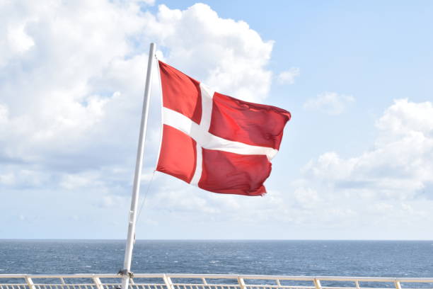 istock Flag of Denmark at sea 2205760149