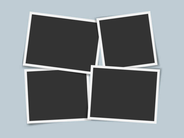 čtyři sady horizontálních prázdných fotorámečků - fotomontáž manipulace s obrázky fotky stock ilustrace