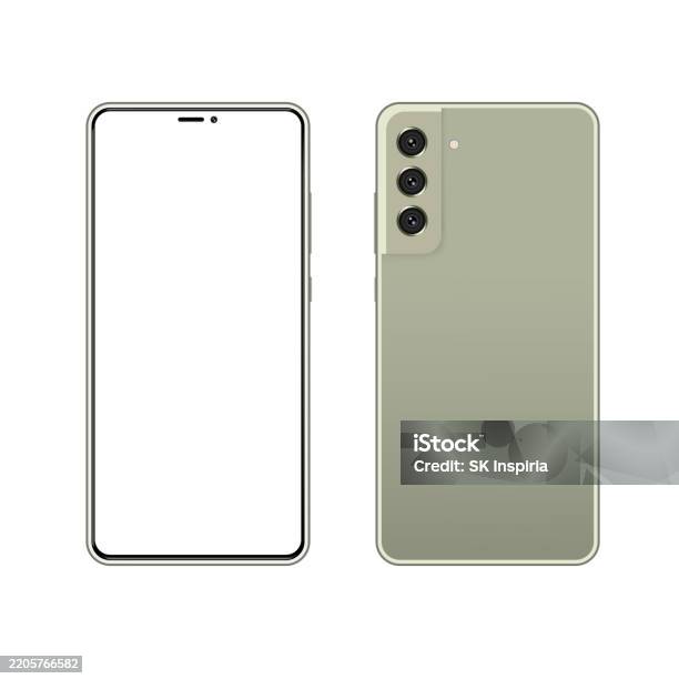 Phone Front Back Design Realistic Mobile Phone Front And Back Side Isolated On White Background ...