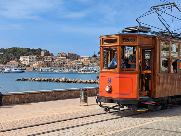 Vintage Electric tram that runs between Soller and Port de Soller, Mallorca, Balearic islands, Spain
