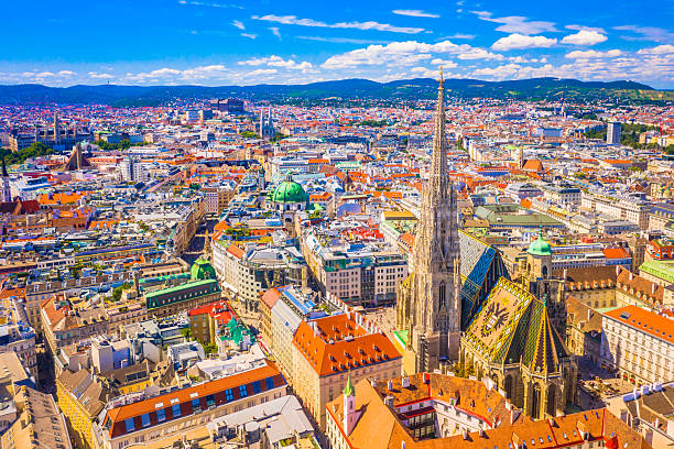 istock Aerial View of Vienna Skyline with Stephansplatz, Austria 2205774918