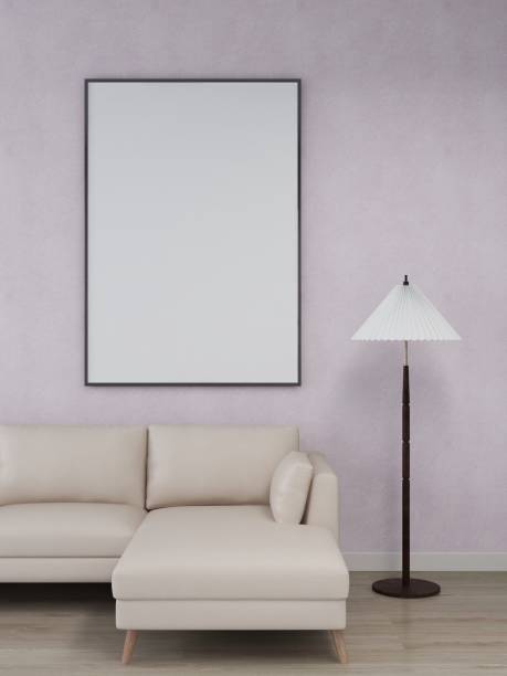 istock Living room with light wall, vertical frame and interior decoration 2205778452