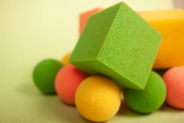 colorful toys sponge balls and cubes