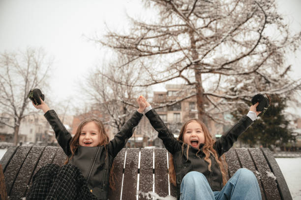 Sisters in nature. Eating smash burger, beautiful day.