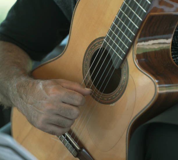 istock Close-Up of Hands Playing a Classical Guitar 2205796885