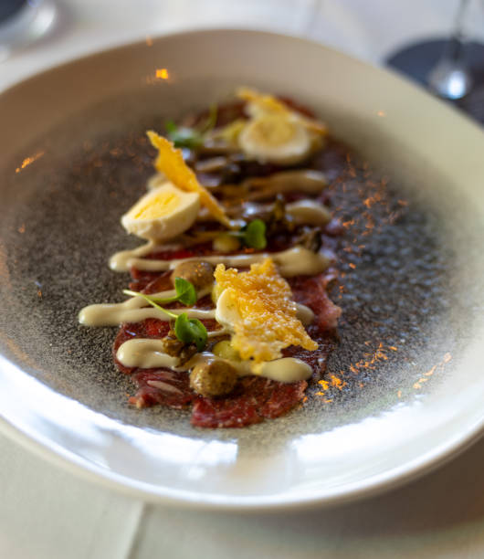 istock Meat Carpaccio with capers and alioli sauce 2205802919