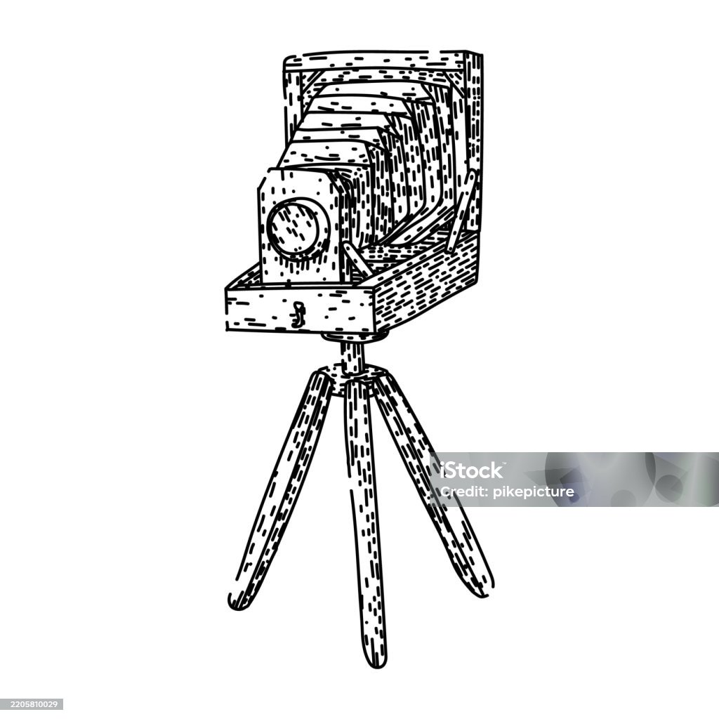 Analog Vintage Camera Sketch Hand Drawn Vector Stock Illustration ...