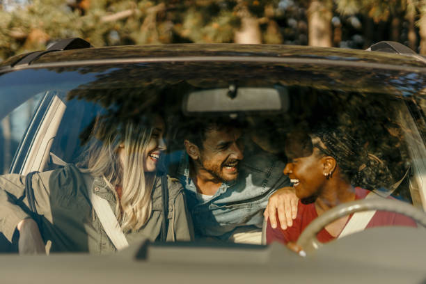 istock People laughing and talking during a car trip 2205815183