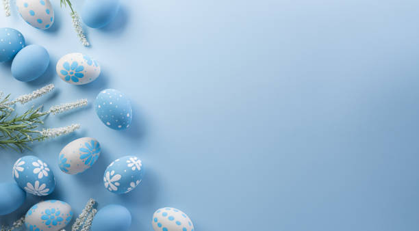 istock Happy easter! Colourful Easter eggs on pastel background. Decoration concept for greetings and presents on Easter Day celebrate time. 2205817655