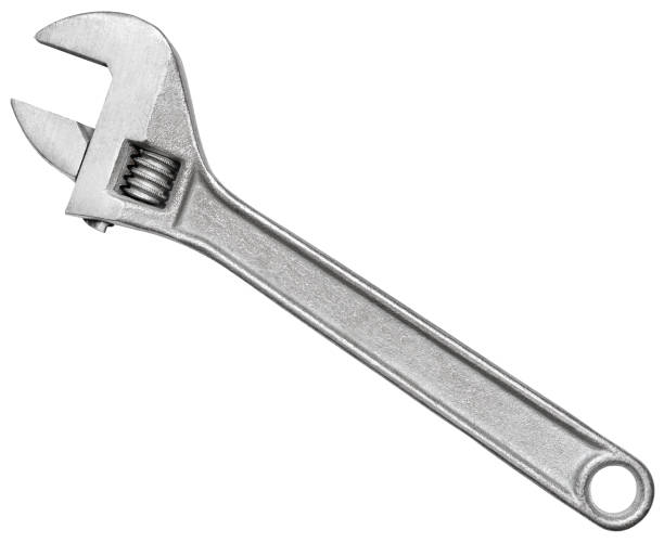 Steel monkey wrench isolated on a white background.