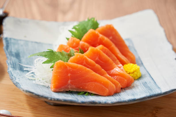 istock Fresh Salmon Sashimi, A Simple Home-Style Japanese Dish 2205819904