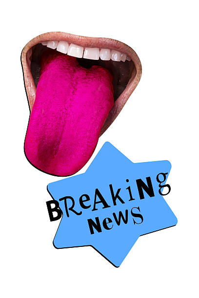istock Sketch composite artwork vertical collage of white color backdrop textbox cloud banner breaking news moody open mouth show tongue 2205823580