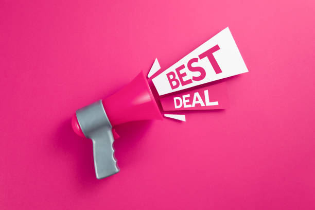Megaphone on pink background with big deal