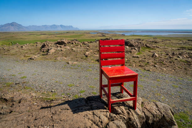 The Red Chair in Iceland on a Summer Day