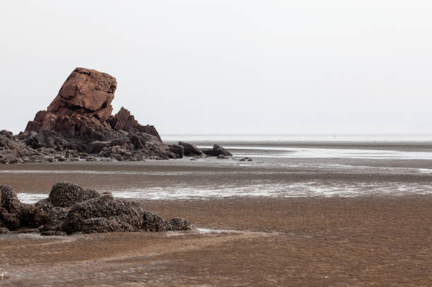 istock rock on the beach with sea horizon 2205831090