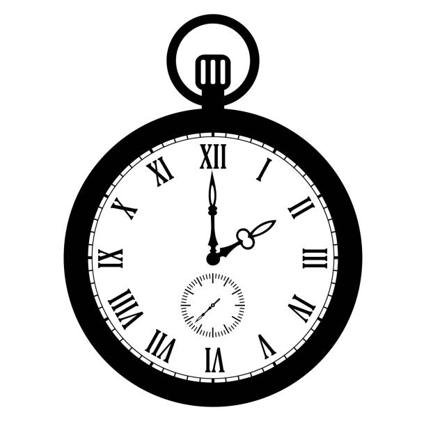 Old pocket watch vector icon Old pocket watch vector icon isolated on white background watch cartoon gold illustration and painting stock illustrations