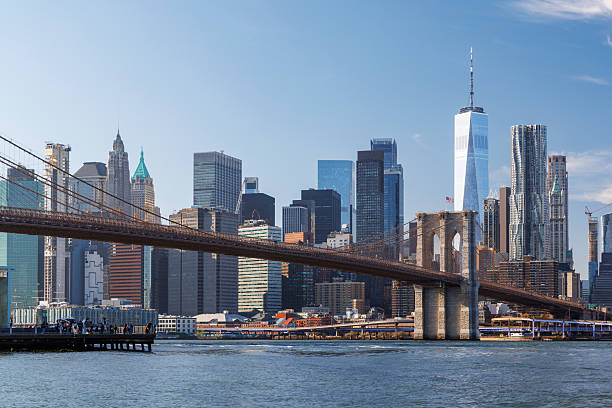 istock A panoramic view of the Brooklyn Bridge stretching towards Manhattan 2205833425