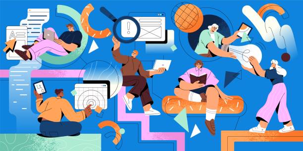 istock Concept of teamwork, partnership. Office workers are coworking. Group of employees works together in collaboration, cooperation. Organization of workflow in development team. Flat vector illustration 2205835780