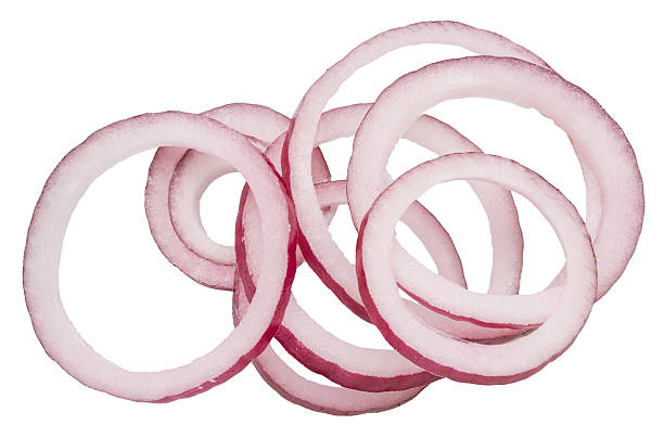 istock Fresh red onion rings isolated on white background. File contains clipping paths. 2205843319