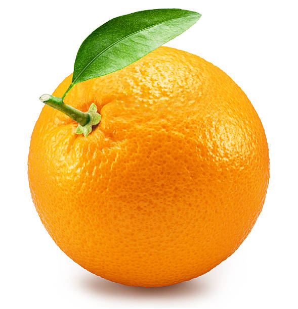 istock Orange ripe fruit with green leaf white background. File contains clipping path. 2205843322