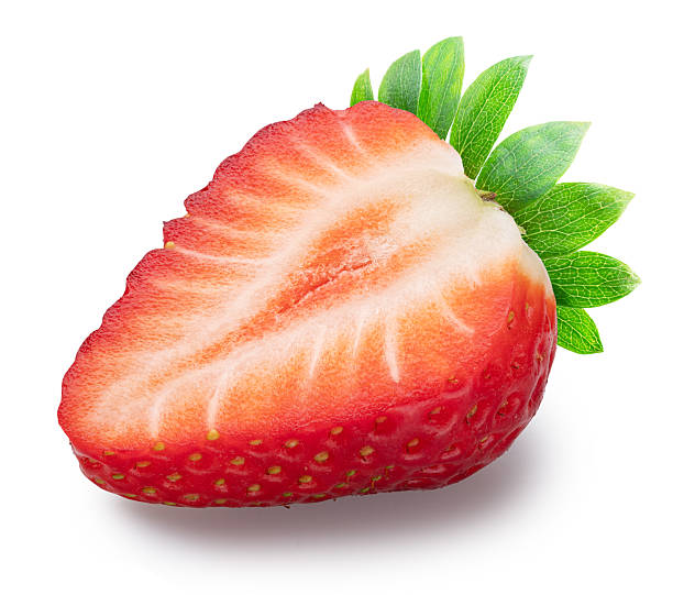 Strawberry sliced half isolated on a white background. Clipping path.