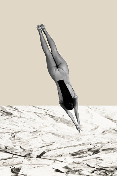 istock Sketch composite artwork vertical collage of beige color backdrop summer vacation rest resort young lady jump dive swim pool water ocean 2205847201