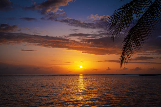 istock Sunrise over the tropical ocean with dramatic sky and clouds 2205849442