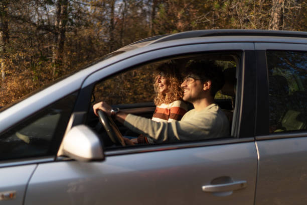 Young couple in the car