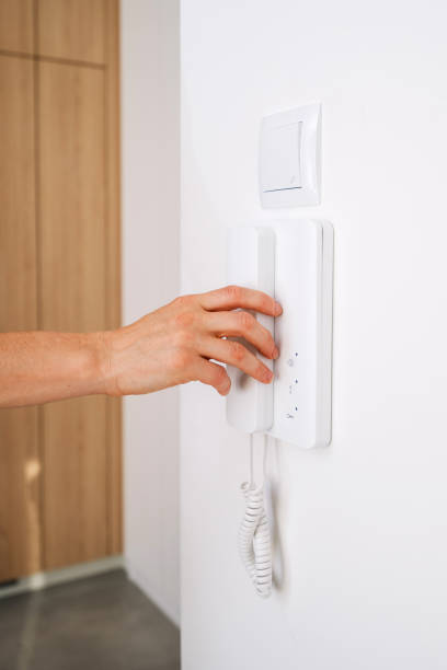 istock Modern apartment doorbell system enhances home entry experience with comfort 2205860544