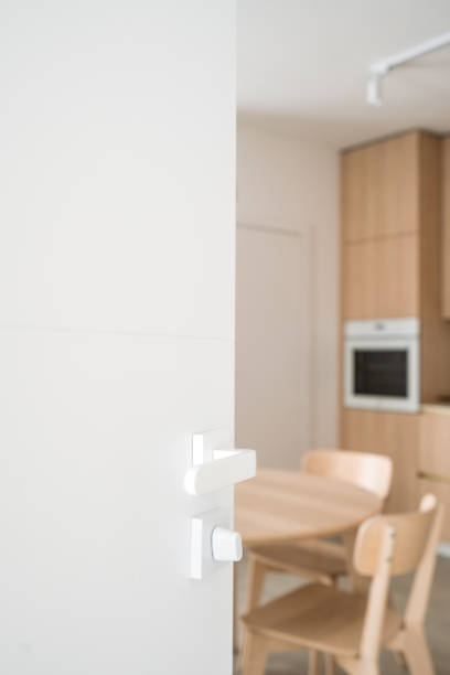 istock Elegant wooden kitchen in modern style apartment with minimalistic design 2205860554