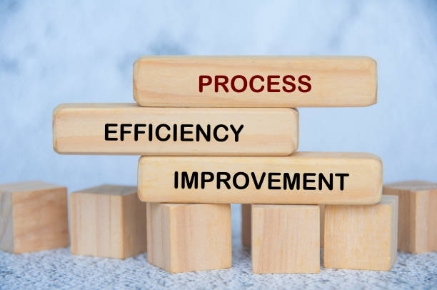 istock Process efficiency improvement text on wooden blocks. Strategic business concept 2205861906