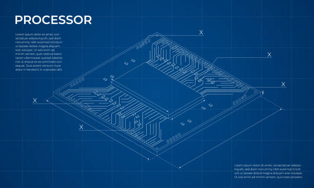Microprocessor Blueprint Simple 990+ Circuit Board Electricity Cpu Transistor Stock Illustrations ...