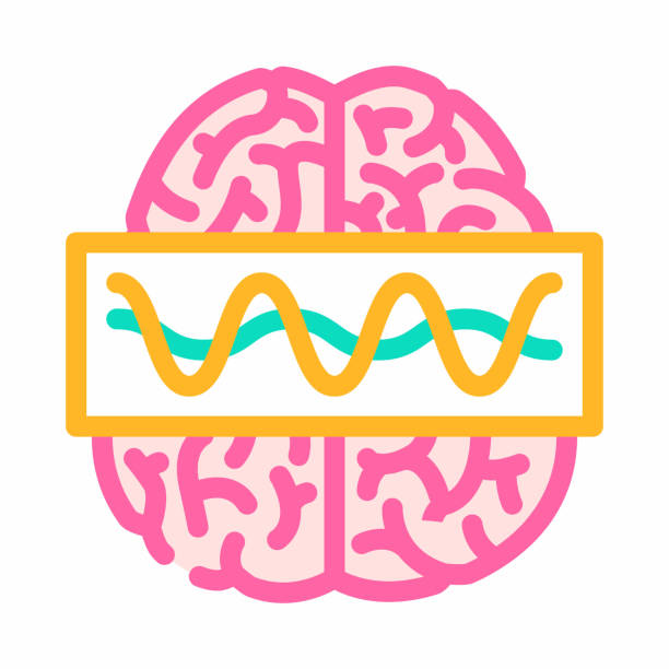 brain waves study color icon vector illustration brain waves study color icon vector. brain waves study sign. isolated symbol illustration neuropsychology stock illustrations