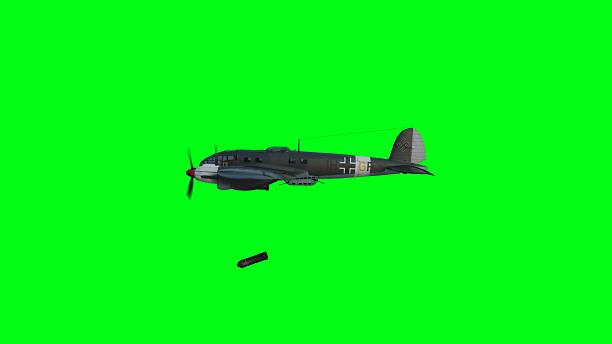 istock Heinkel He 111. German airliner and medium bomber. World War II. Green screen isolate. 3d rendering. 2205873045