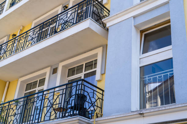 istock Open balcony house. Fasade wall home 2205873841