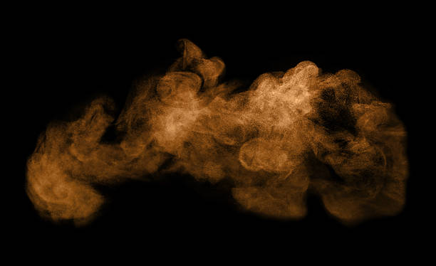 istock Sand dust, desert dust smoke texture, flying soil particles, abstract fine sand clouds, brown dust wave effect, brown dust blowing effect, isolated on black background. 2205873991
