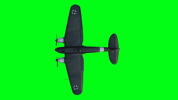 istock Heinkel He 111. German airliner and medium bomber. World War II. Green screen isolate. 3d rendering. 2205874472